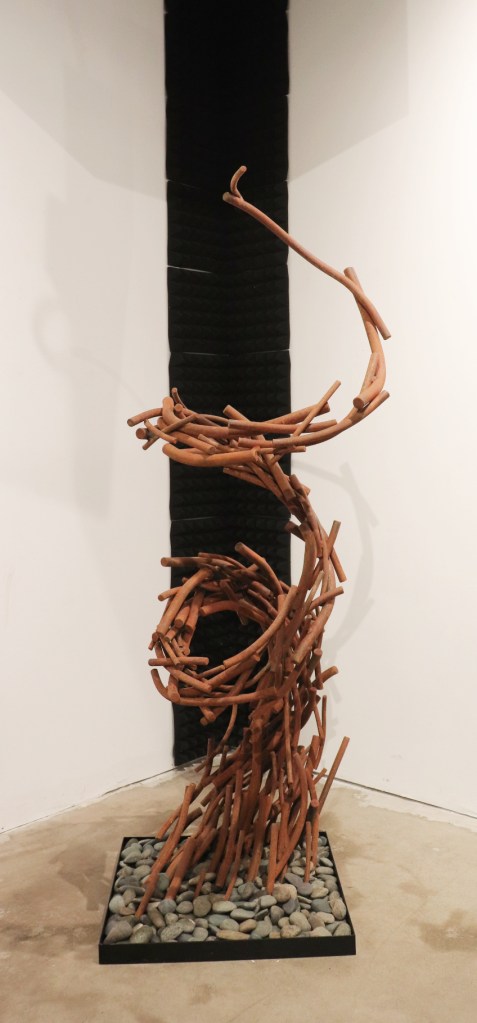 Hand formed steel with an red oxide patina
